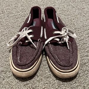 Maroon Canvas Sperry Boat Shoe